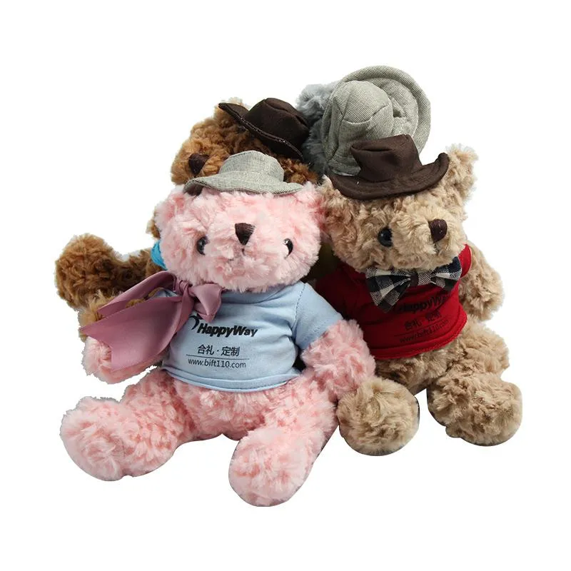 20cm Teddy Bear Plush Toy With T-Shirt And Hat