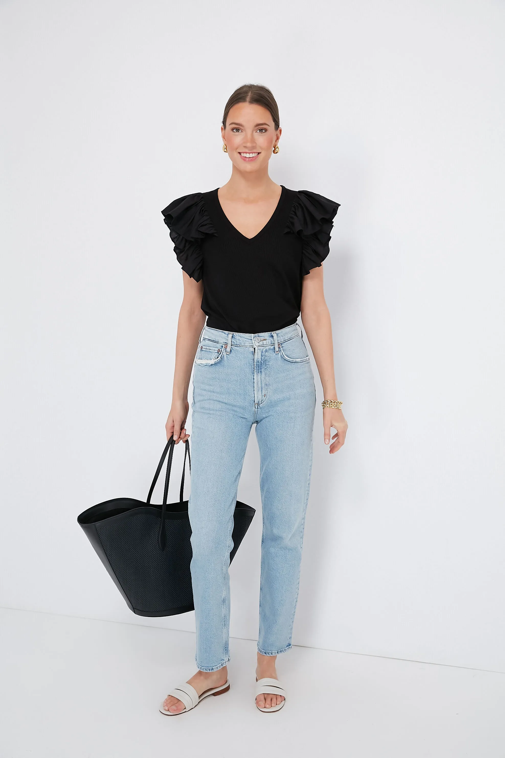 Black Tory Flutter Sleeve Top