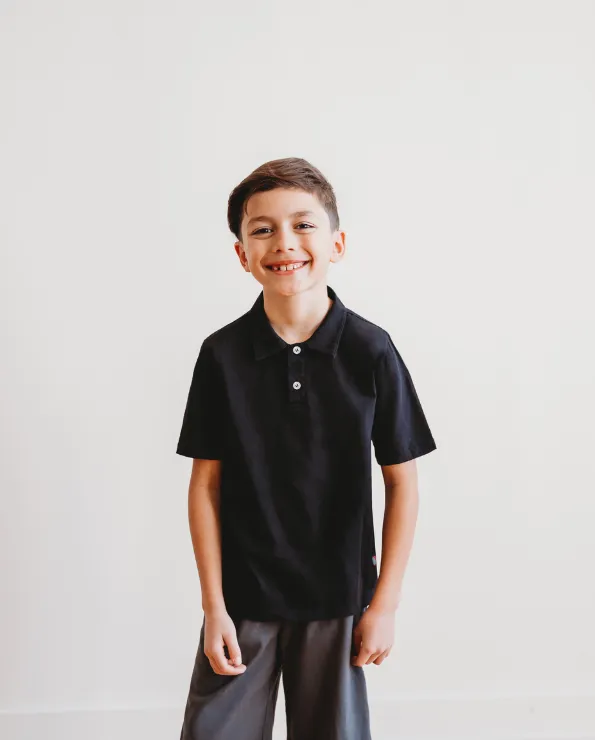 Boys Soft Cotton Jersey 2-Button Short Sleeve Polo Shirt | Sea