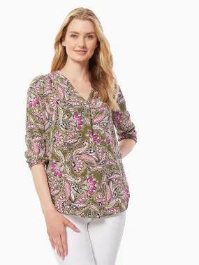 Crepe de Chine V-Neck Kelly Blouse