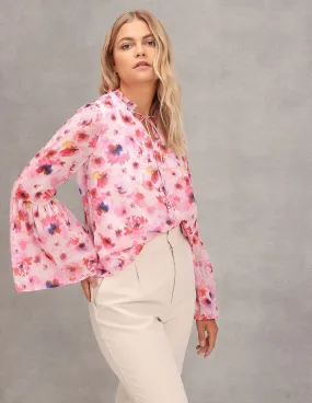 Floral Print Bell Sleeve Top