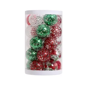 GARVEE 25 Pcs Christmas Tree Ornament Balls, 2.4 Clear Shatterproof Christmas Decoration Balls, PET Painted Christmas Ball Set for Holiday Wedding Christmas Tree Decorations, Red, Green