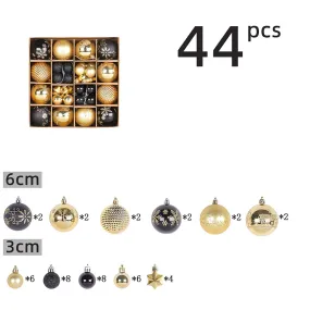 GARVEE 44pcs Christmas Ball Ornaments Set Assorted Christmas Baubles Glitter Hanging Decoration for Xmas Tree Wreath Christmas Party R1-25 Black Gold