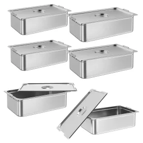 GARVEE 6 Pack Table Pan, 21*13*6 With Lid, Food Grade Stainless Steel Pan Set with Handles for Catering &Party