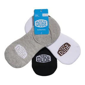 HEYDUDE No Show Sock 3 Pack - Multi Grey/White/Black