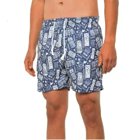 Ingear Men's Printed Quick Drying Built-In Brief Pockets Swim Shorts Trunks