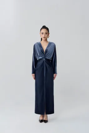 Ivy Sarong V-Neck Velvet Midi Dress