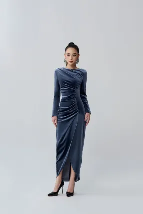 Keely Sheath Long Sleeved Velvet Midi Dress