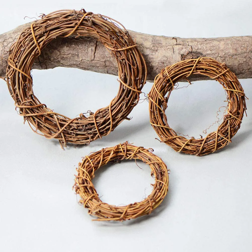 Natural Grapevine Wreaths, Vine Branch Wreath Garland for DIY Christmas Craft Rattan Front Door Wall Hanging Holiday Party Decors (12 Inch, 2 Pack)