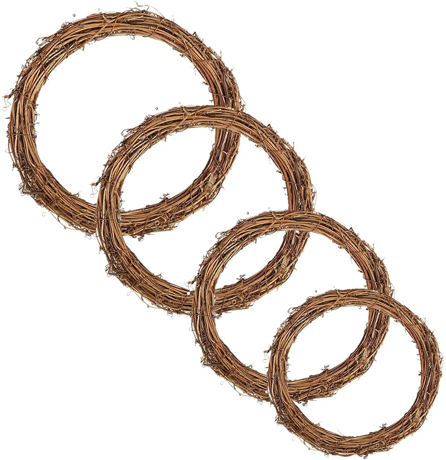 Natural Grapevine Wreaths, Vine Branch Wreath Garland for DIY Christmas Craft Rattan Front Door Wall Hanging Holiday Party Decors (4 Inch, 4 Pack)