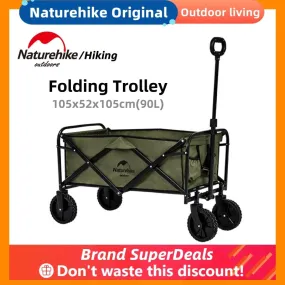 Naturehike - Camping Cart 90L Large Capacity Folding Trolley Portable Ultralight Shopping Pushcart Outdoor Hike Picnic Beach Wagon