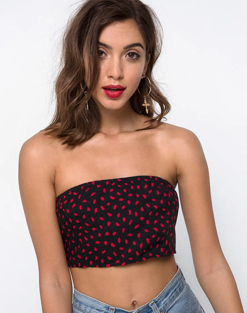 Nolia Tube Top in Mini Diana Dot Black and Red