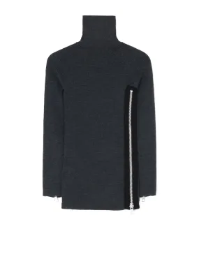 SOFT WOOL TURTLENECK PULLOVER WITH FASTENER