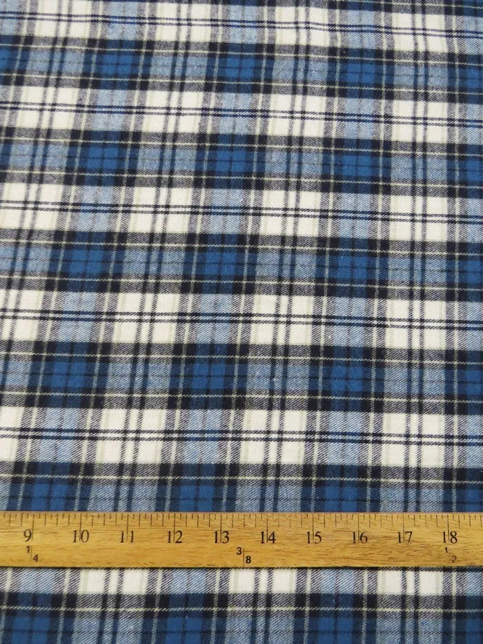 Tartan Plaid Uniform Apparel Flannel Fabric / Blue/White