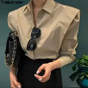 Women's Shirt Autumn 2023 New Chic Long-Sleeve Loose Blouses Street Elegant Tops Shirt OL office women blouses and tops shirts